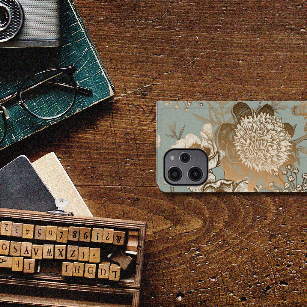Xiaomi Redmi 12 4G Smart Cover Vintage Bird Flowers bovenaanzicht