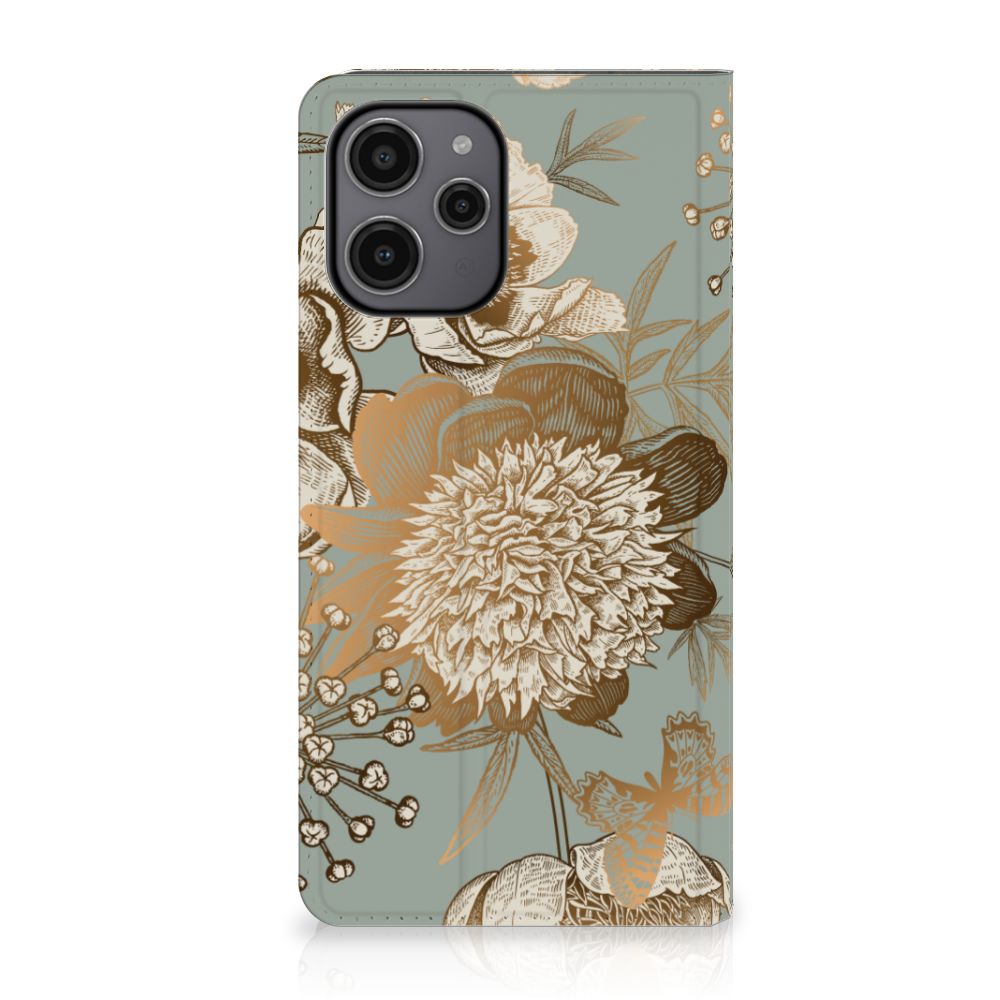 Xiaomi Redmi 12 4G Smart Cover Vintage Bird Flowers voorkant