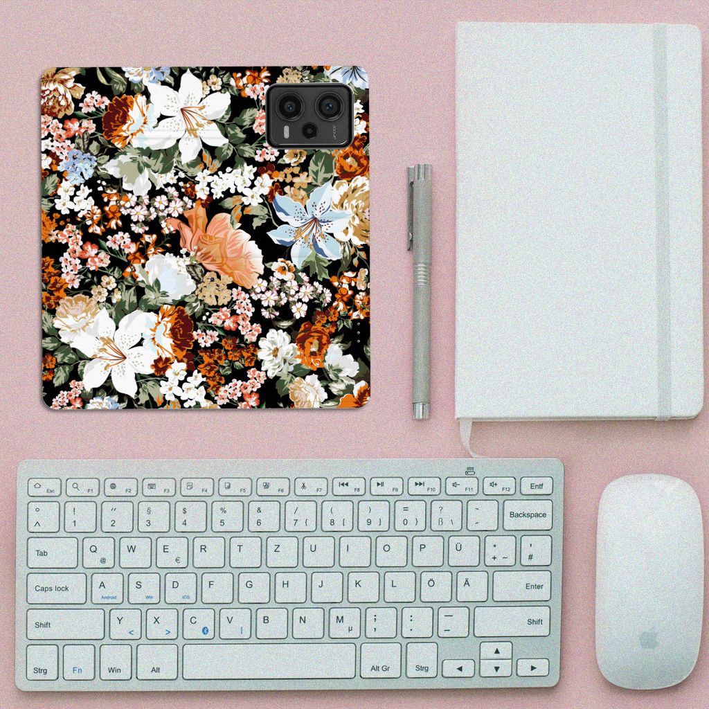 Xiaomi Redmi Note 12 Pro Plus Smart Cover Dark Flowers bovenaanzicht