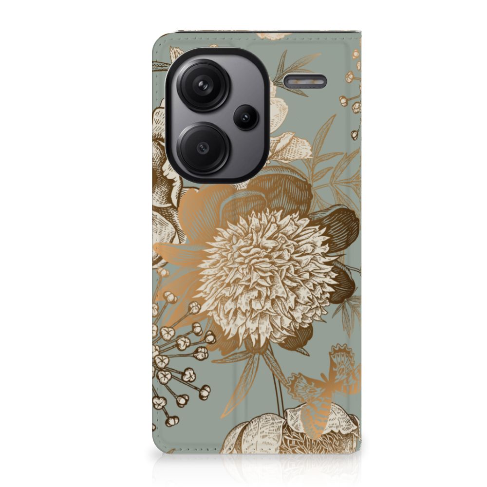 Xiaomi Redmi Note 13 Pro Plus Smart Cover Vintage Bird Flowers voorkant