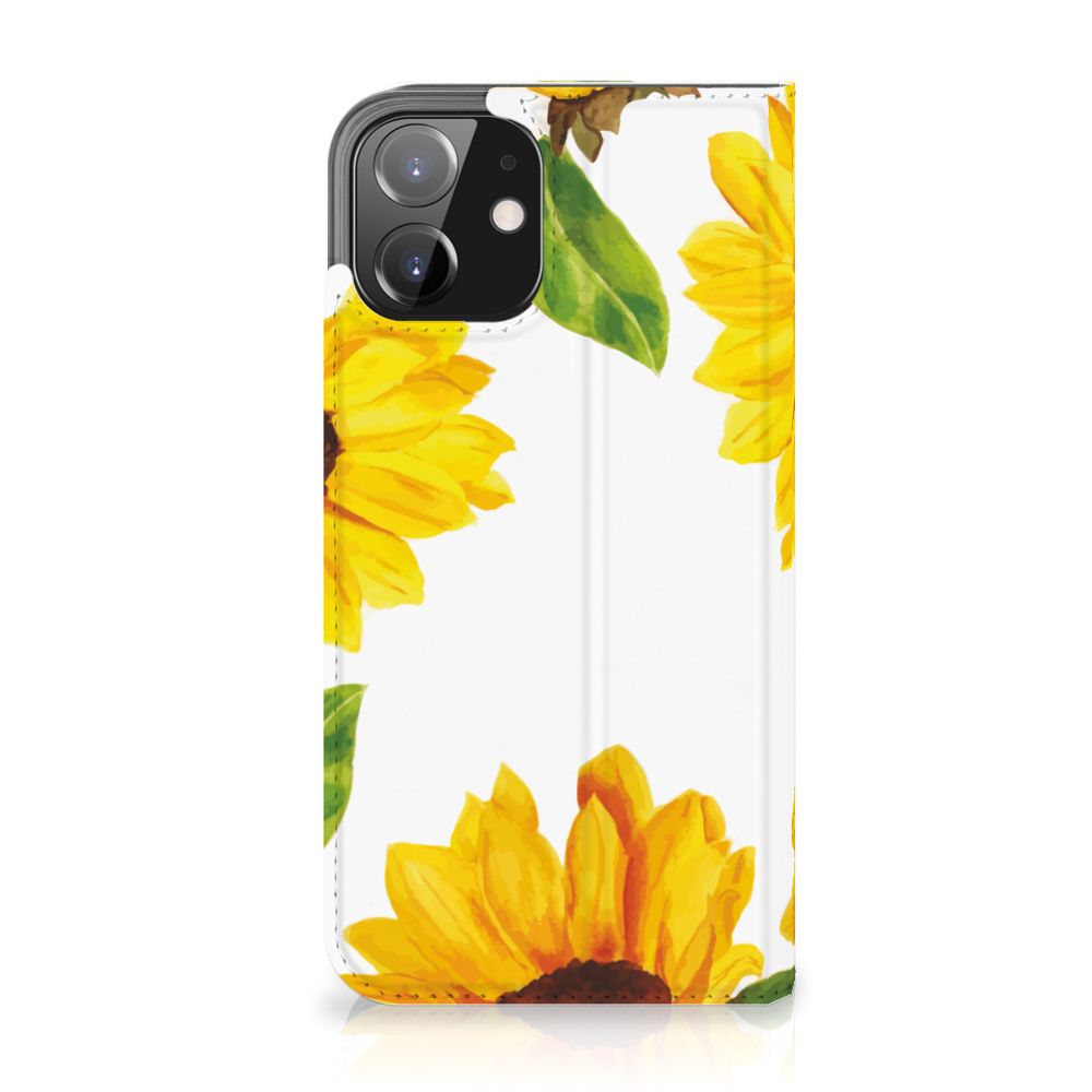 Smart Cover voor iPhone 12 | iPhone 12 Pro Zonnebloemen bloemen design voorkant