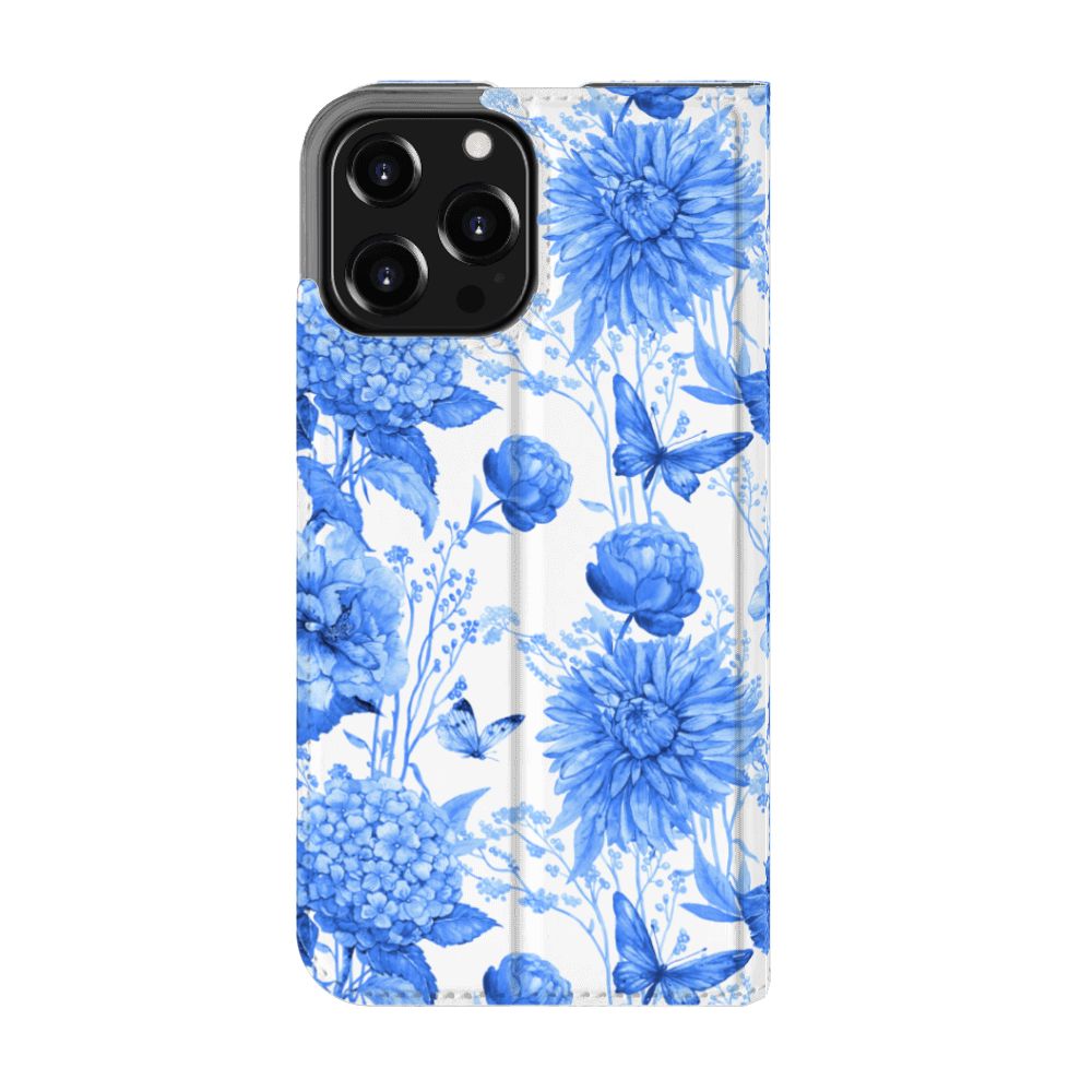 Smart Cover voor iPhone 13 Pro Max Flowers Blue met mooi Delftsblauw bloemen design 🌸.