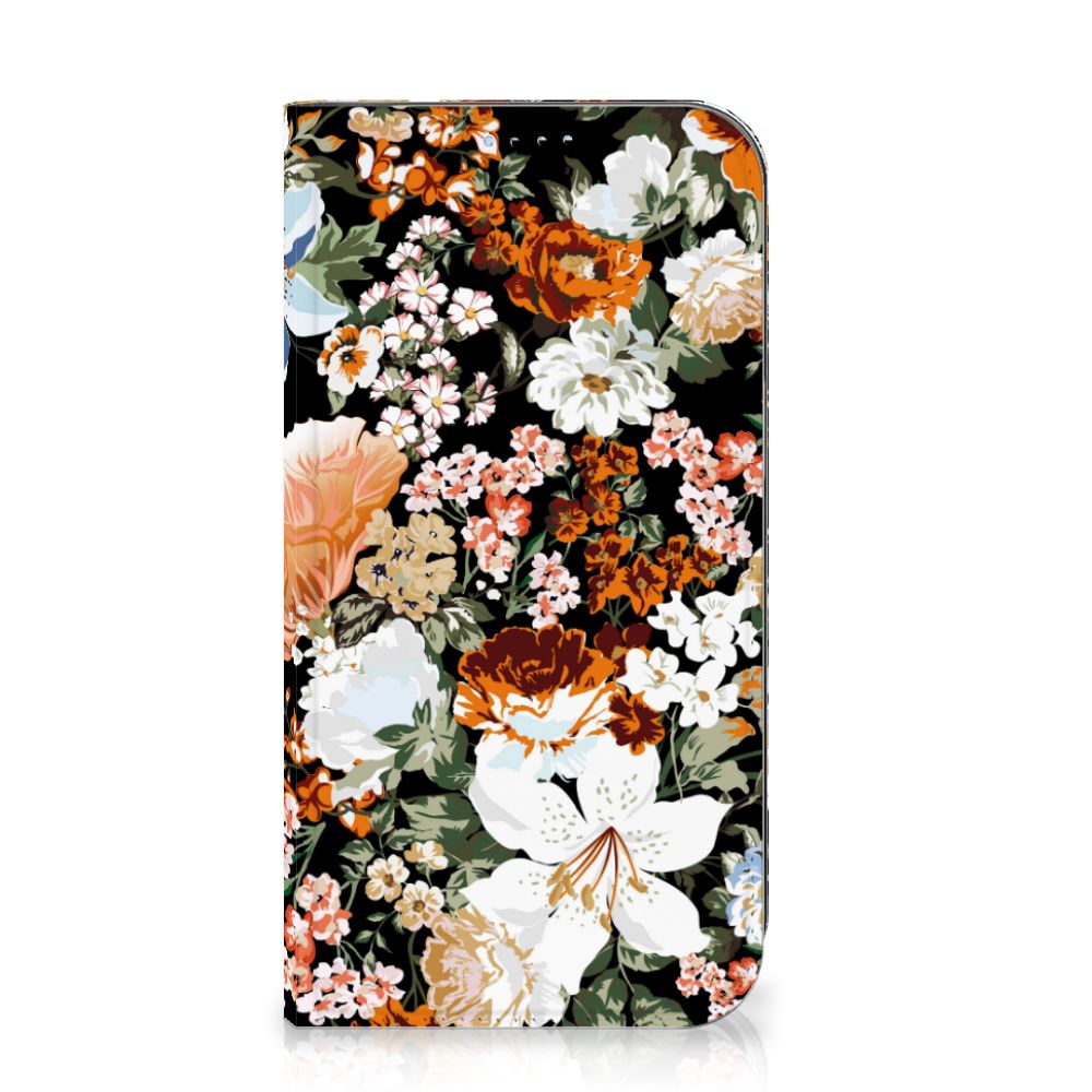 Smart Cover voor iPhone 15 Dark Flowers met een kleurrijk bloemendesign 🌸.