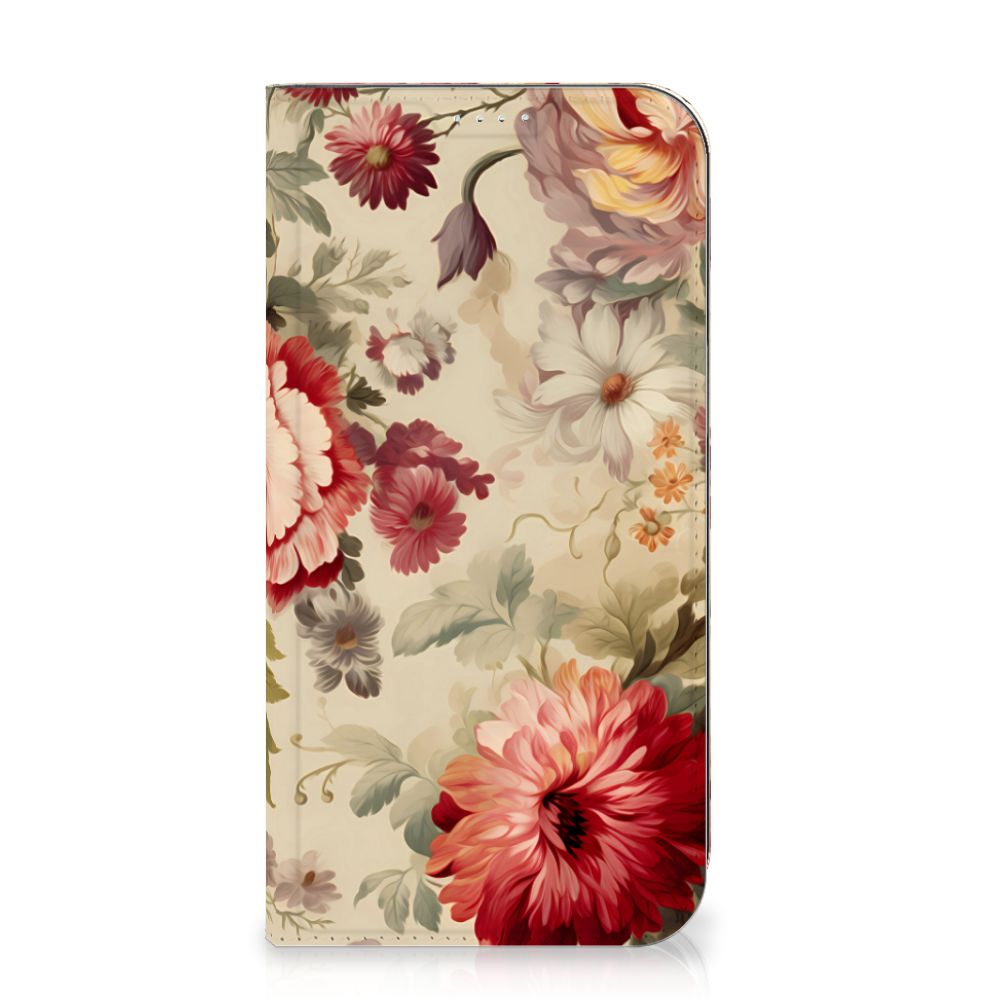 Smart Cover voor iPhone 15 Plus Bloemen met een prachtig bloemenpatroon, perfect voor vrouwen die van stijl houden 🌸.