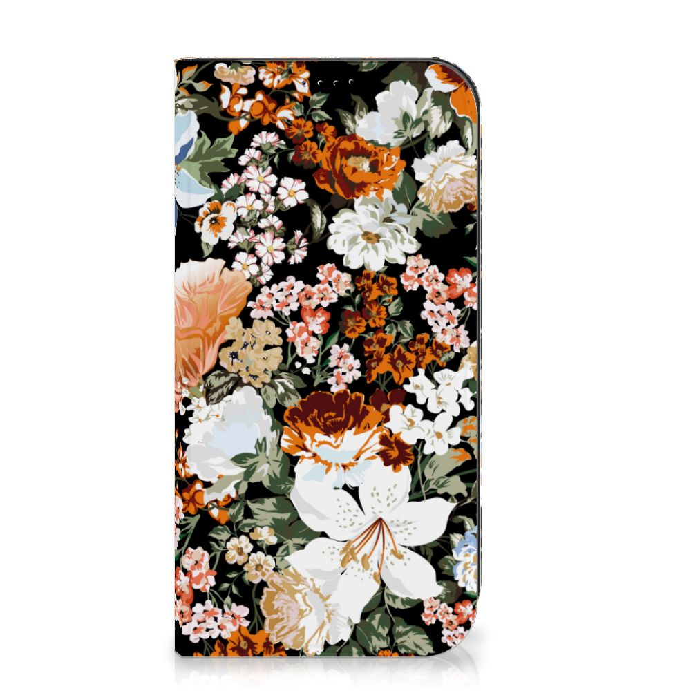 Smart Cover voor iPhone 15 Pro Max Dark Flowers met een kleurrijk bloemenontwerp 🌸.