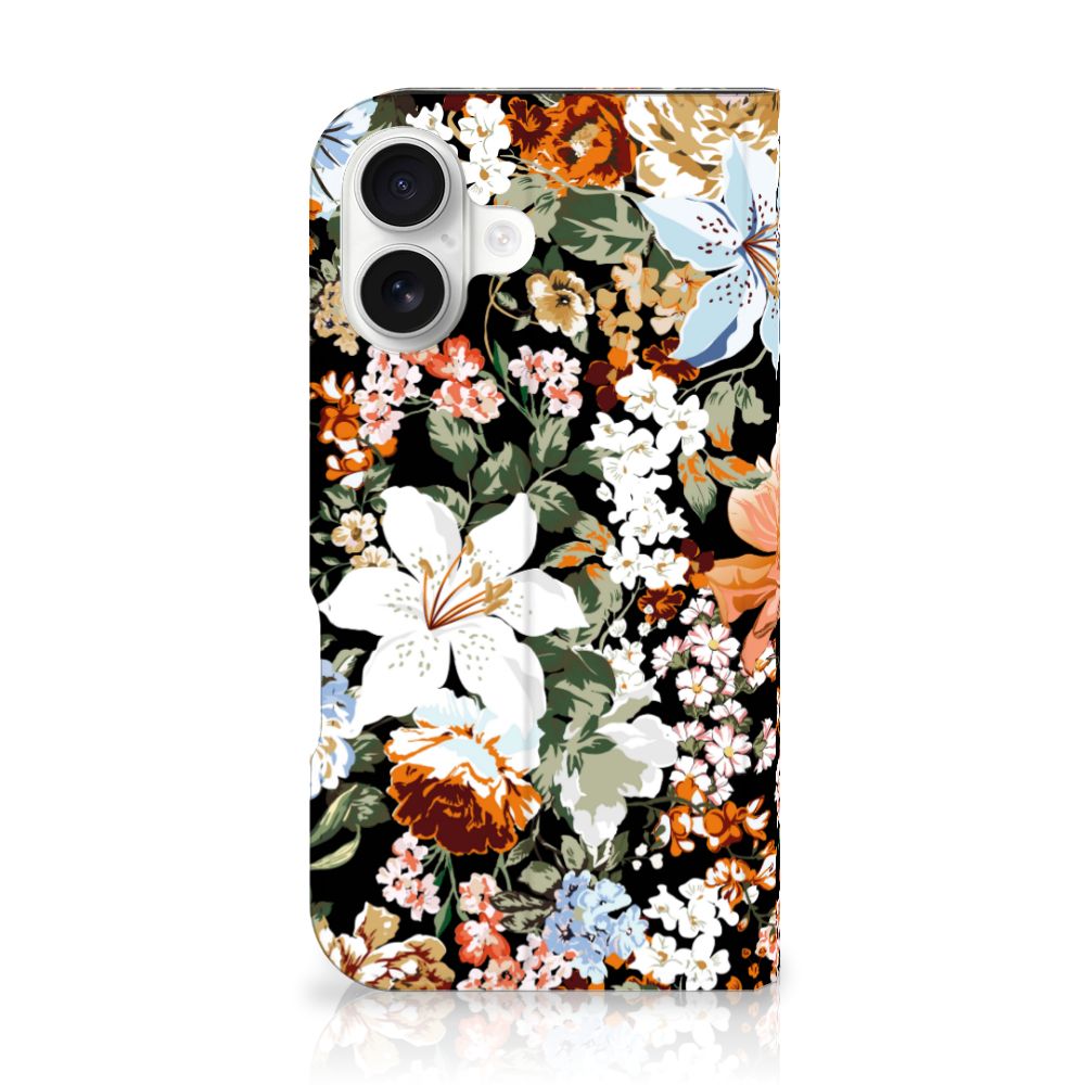 iPhone 16 Smart Cover Dark Flowers achterkant