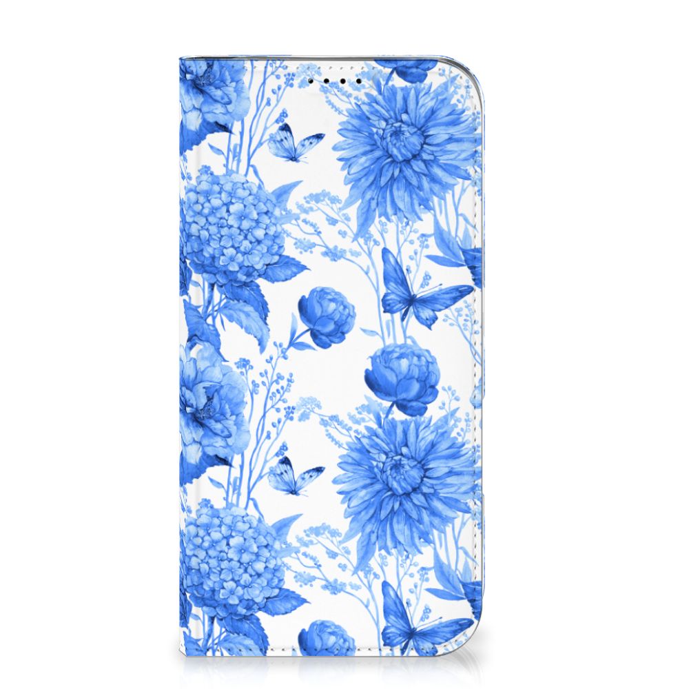 Smart Cover voor iPhone 16 Plus Flowers Blue bloemen blauw design voorkant