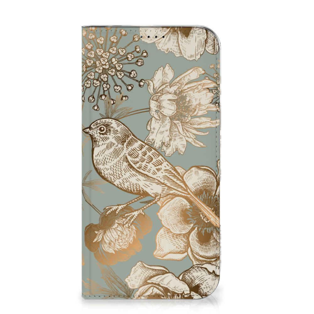 Smart Cover voor iPhone 16 Plus Vintage Bird Flowers voorkant bloemen vogels