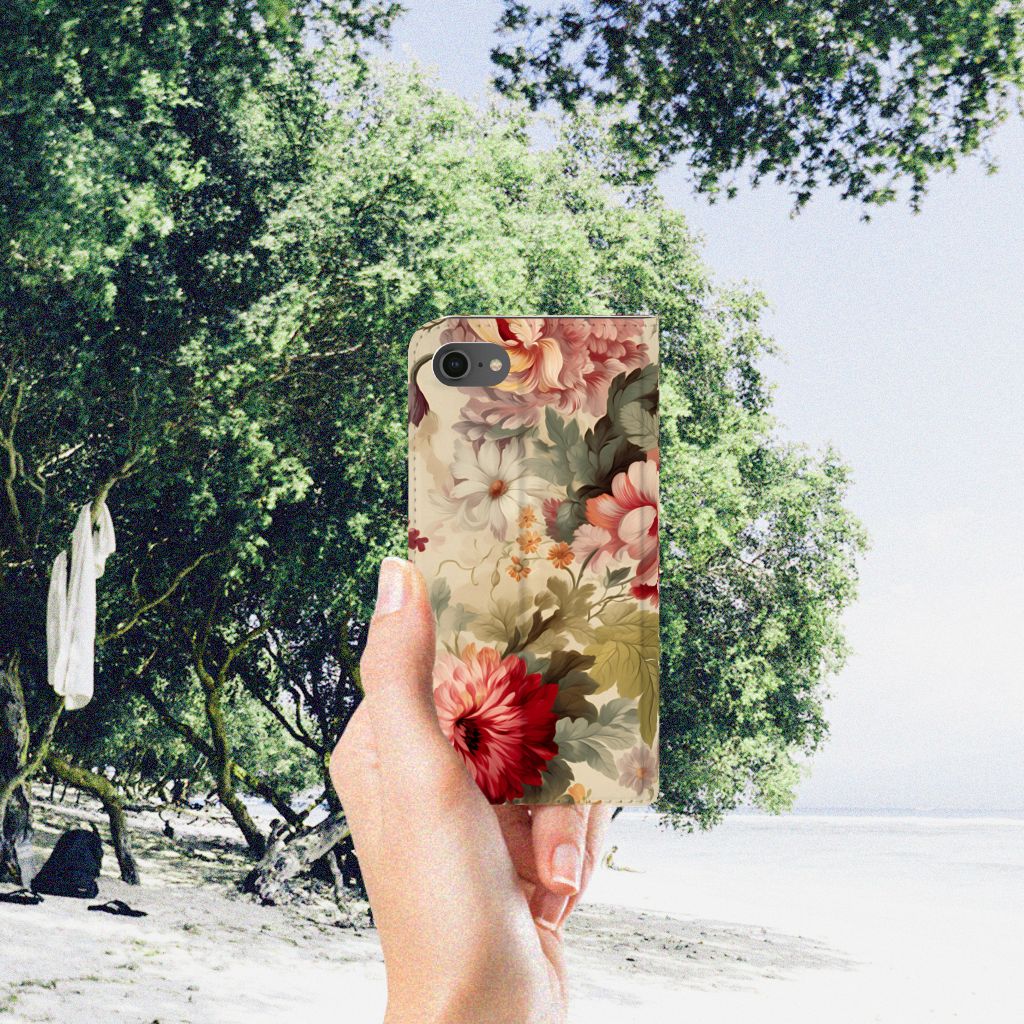 Smart Cover voor iPhone 7 | 8 | SE (2020) | SE (2022) Bloemen bloemen aanzicht