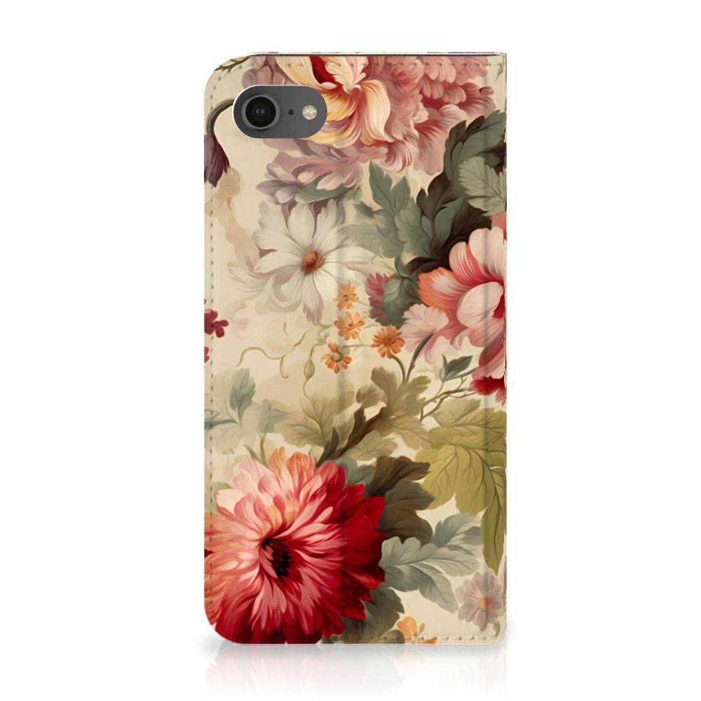 Smart Cover voor iPhone 7 | 8 | SE (2020) | SE (2022) Bloemen bloemen achterzijde