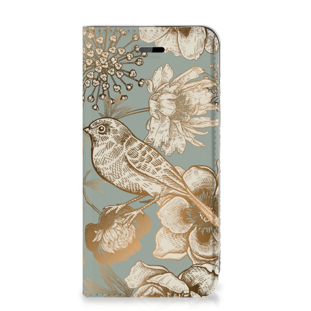 Smart Cover voor iPhone 7 | 8 | SE (2020) | SE (2022) Vintage Bird Flowers met prachtige bloem- en vogelprint.
