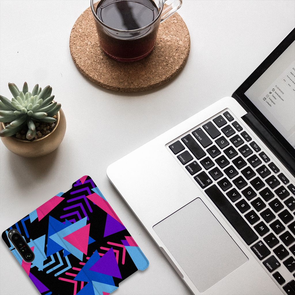 Sony Xperia 1 III Stand Case Funky Triangle design Funky Triangle aanzicht