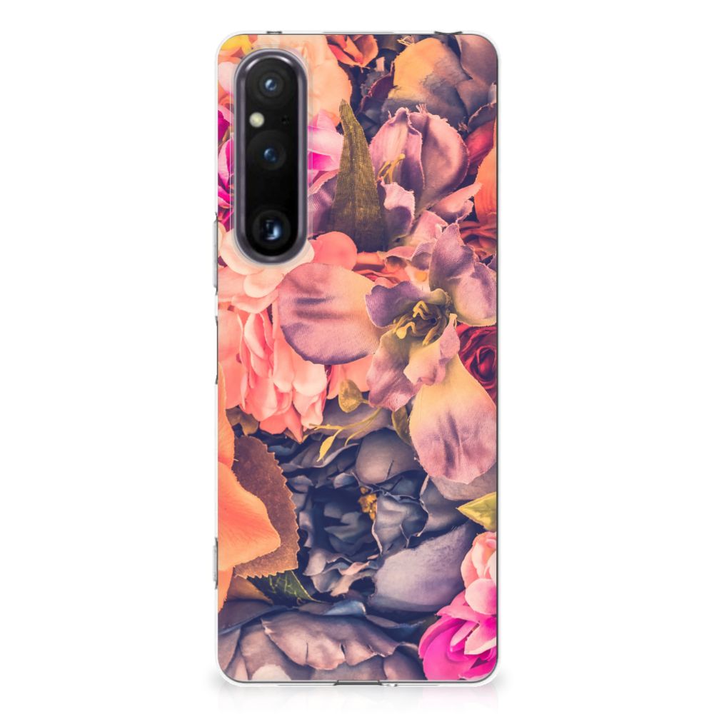 Sony Xperia 1 V TPU Case Bosje Bloemen bloemen design achteraanzicht