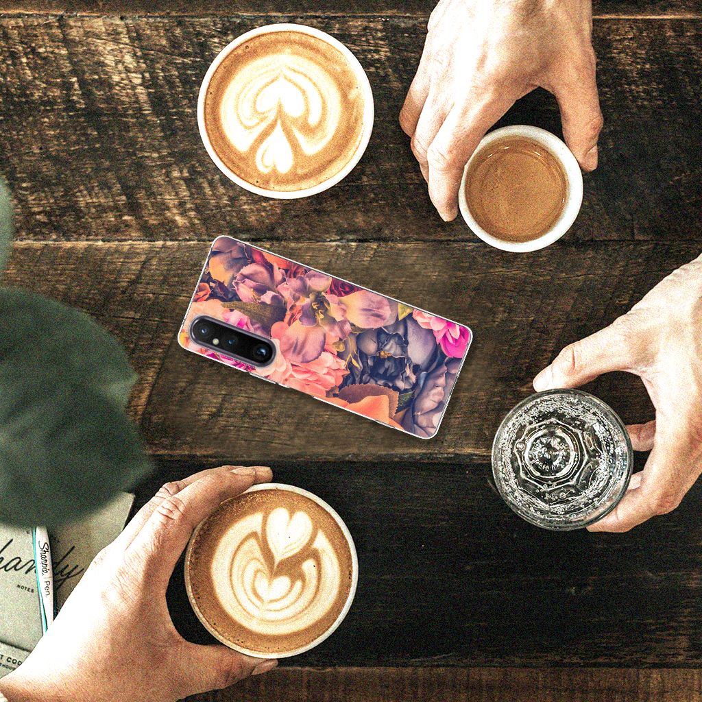 Sony Xperia 1 V TPU Case Bosje Bloemen bloemendesign bovenaanzicht koffie
