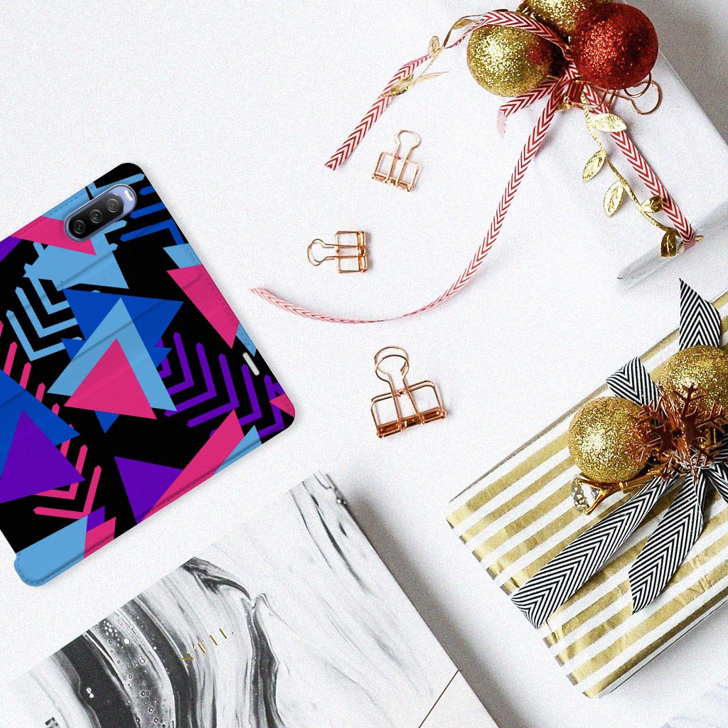 Sony Xperia 10 III Stand Case Funky Triangle design  bovenaanzicht