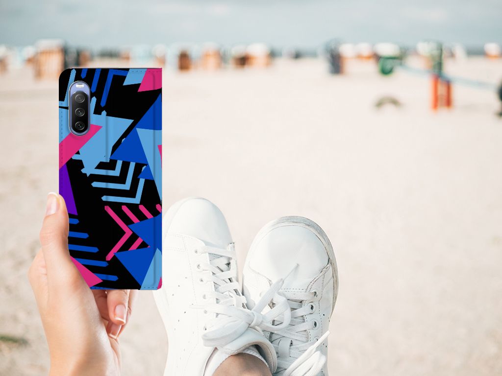 Sony Xperia 10 III Stand Case Funky Triangle design Funky Triangle aanzicht