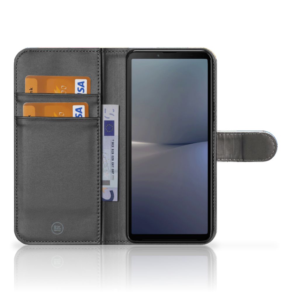 Sony Xperia 10 V Book Style Case Wood Heart binnenkant design boekhoesje aanzicht