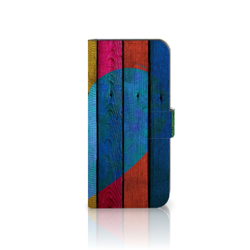 Sony Xperia 10 V Book Style Case Wood Heart front design kleurig hart