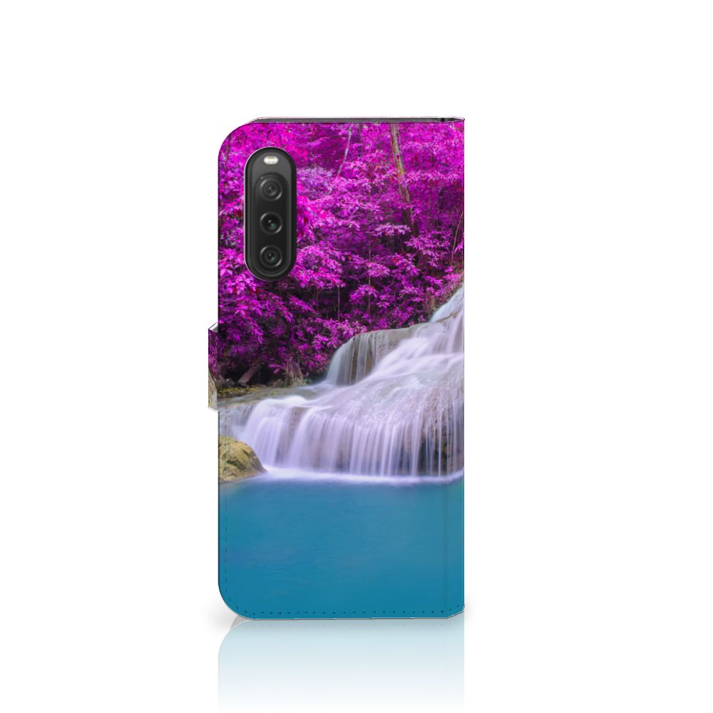 Sony Xperia 10 V Flip Cover Waterval waterval paarse bomen design