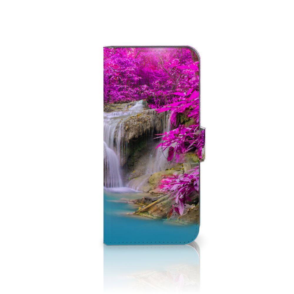 Sony Xperia 10 V Flip Cover Waterval flipcover waterval paarse bomen aanzicht