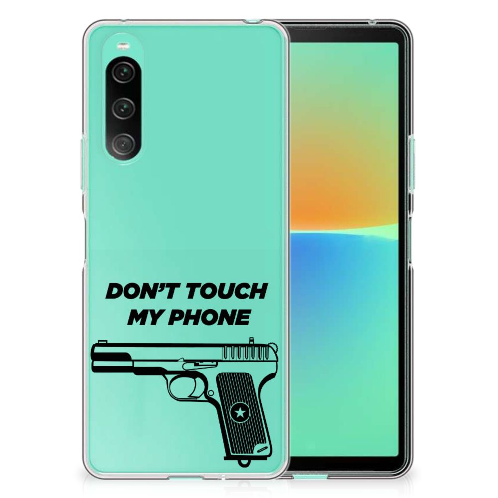 Sony Xperia 10 V Silicone-hoesje Pistol DTMP voorkant design wapen
