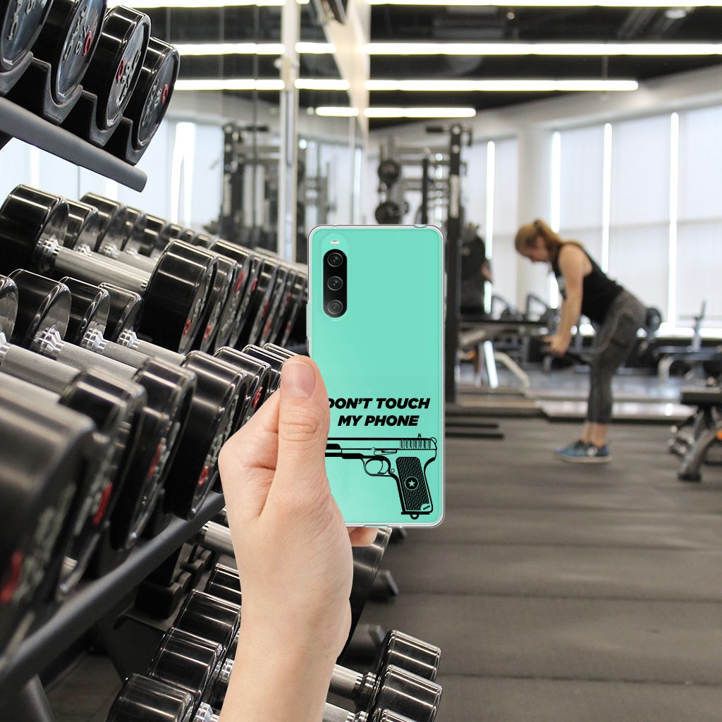 Sony Xperia 10 V Silicone-hoesje Pistol DTMP achterkant gym