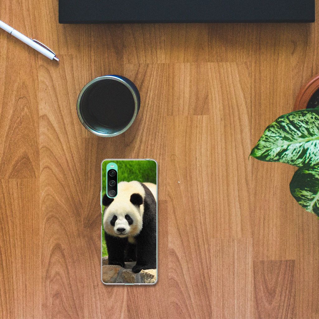 Sony Xperia 10 V TPU Hoesje Panda pandabeer design bovenaanzicht