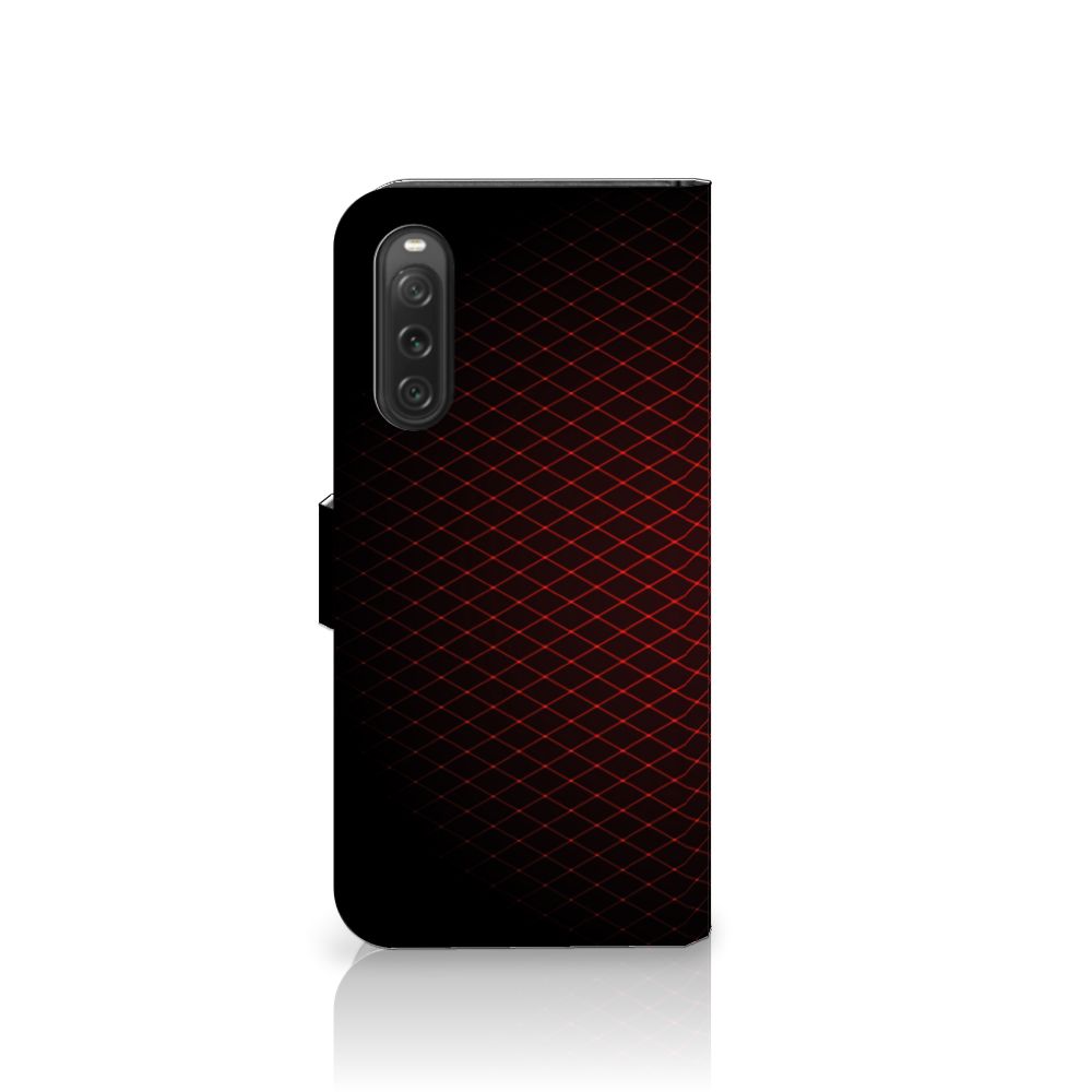 Sony Xperia 10 V Telefoon Hoesje Geruit Rood met strakke geometrische patronen