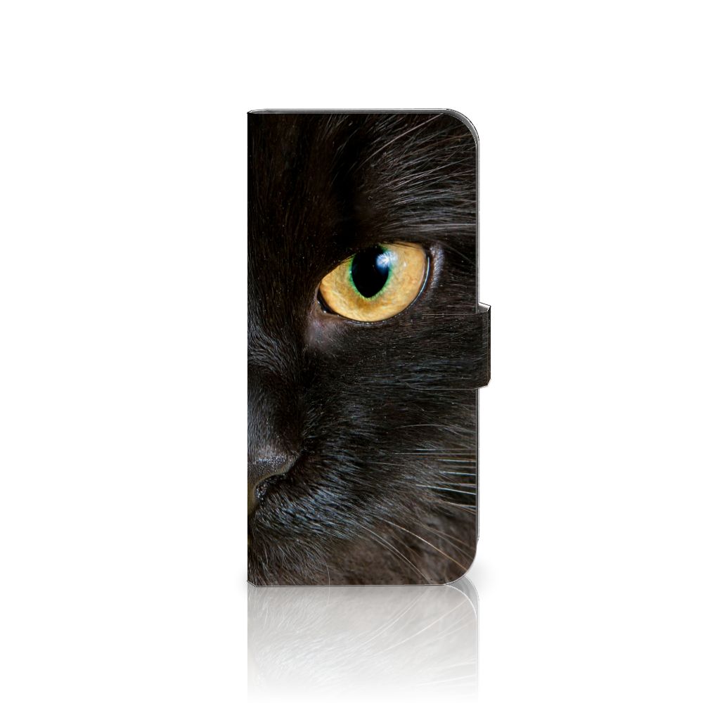 Sony Xperia 10 V Telefoonhoesje met Pasjes Zwarte Kat met mysterieus kattenoog 🐱