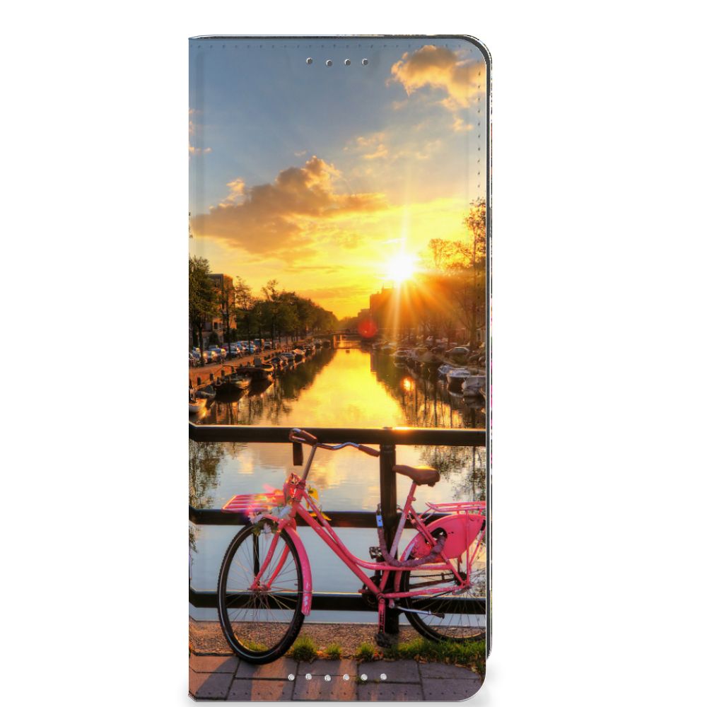 Sony Xperia 5 V Book Cover Amsterdamse Grachten met een prachtig uitzicht op een Amsterdamse gracht bij zonsondergang 🌅.