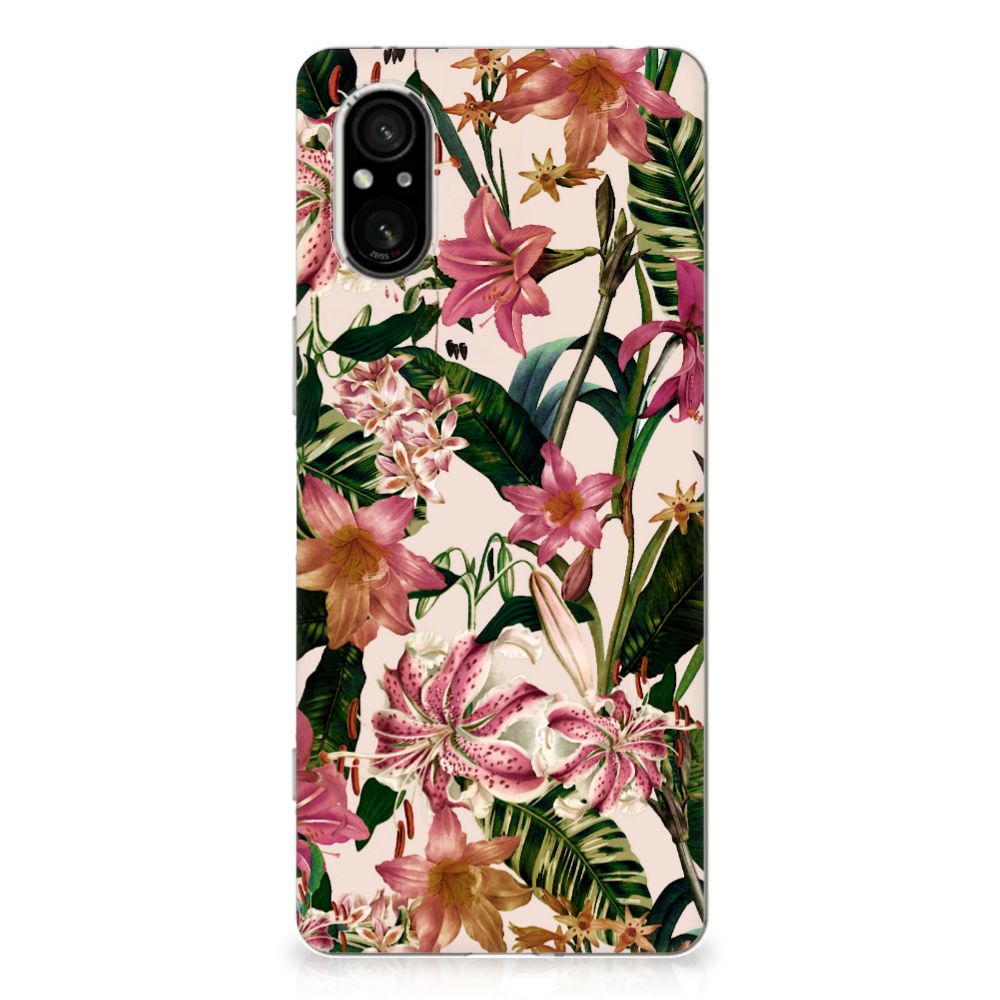 Sony Xperia 5 V TPU Case Flowers bloemen ontwerp achterzijde