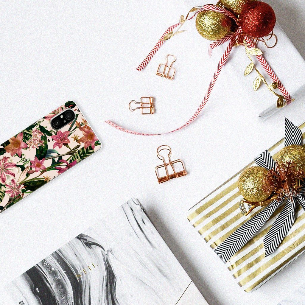 Sony Xperia 5 V TPU Case Flowers bloemen design bovenaanzicht