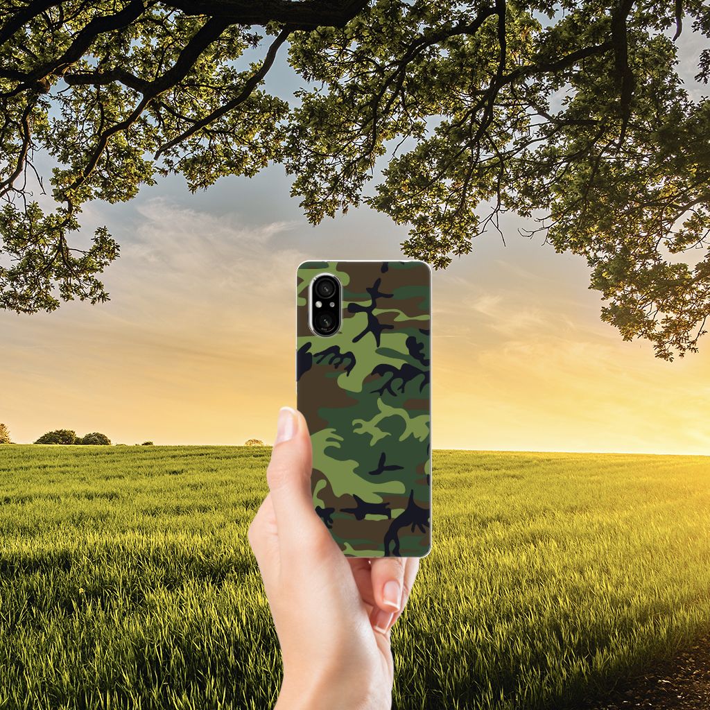 Sony Xperia 5 V TPU bumper Army Dark camo hand natuur