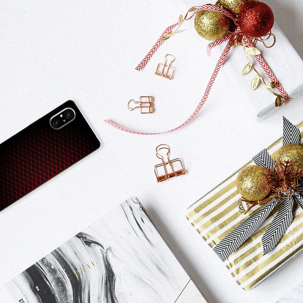 Sony Xperia 5 V TPU bumper Geruit Rood bovenaanzicht ontwerp