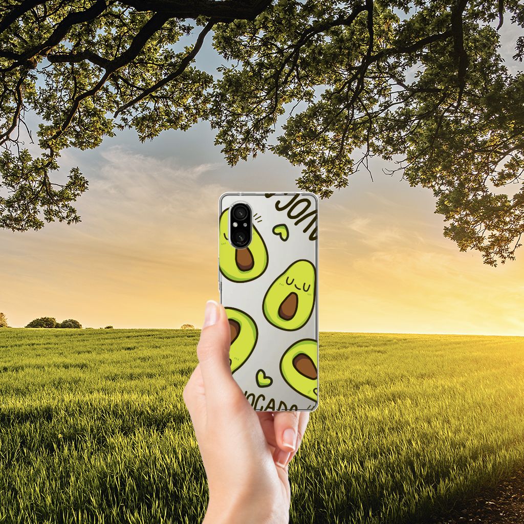 Sony Xperia 5 V Telefoonhoesje met Naam Avocado Singing hand met hoesje avocado design