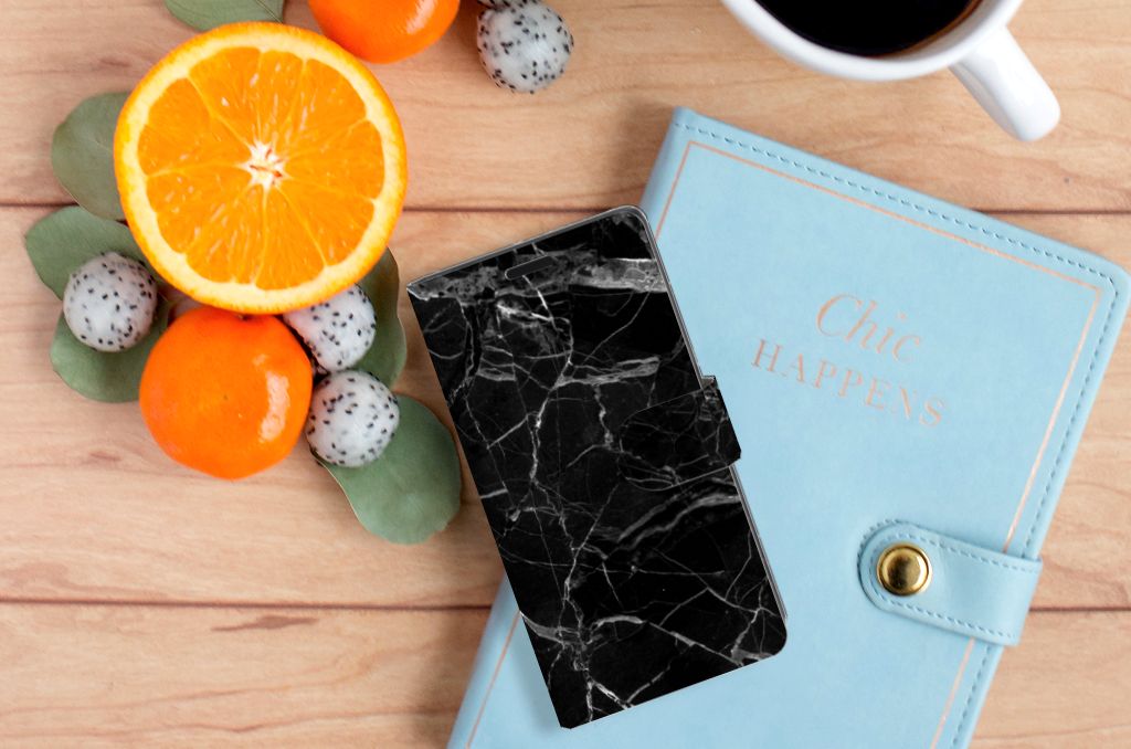 Sony Xperia XZ Sony Xperia XZs Bookcase Marmer Zwart boekcase zwart marmer bovenaanzicht