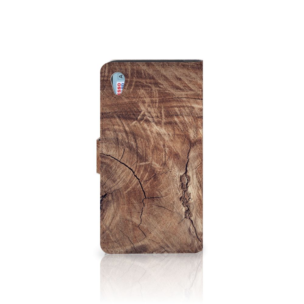 Sony Xperia Z3 Book Style Case Tree Trunk telefoonhoesje boomstam design voorkant