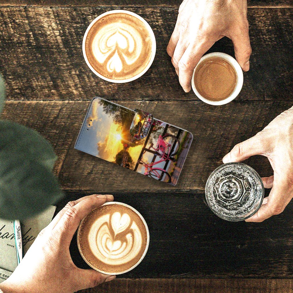 Sony Xperia Z3 Flip Cover Amsterdamse Grachten telefoonhoesje uitzicht koffie
