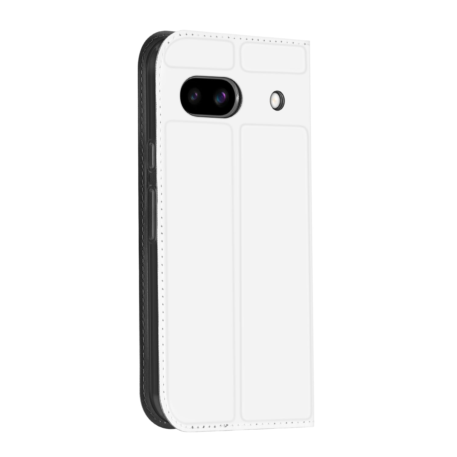 Google Pixel 8A Stand Case Hoesje Geschikt voor de Google Pixel 8A Wit met Pashouder zijaanzicht