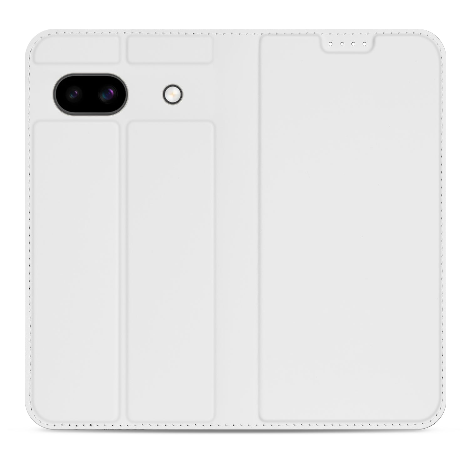 Stand Case Hoesje Geschikt voor de Google Pixel 8A Wit met Pashouder designnaam achterkant