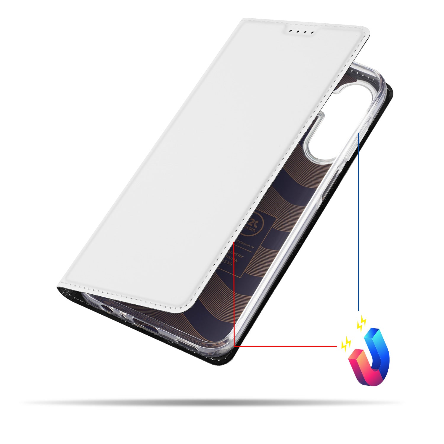 Stand Case Hoesje Geschikt voor de Samsung Galaxy A15 Wit met Pashouder