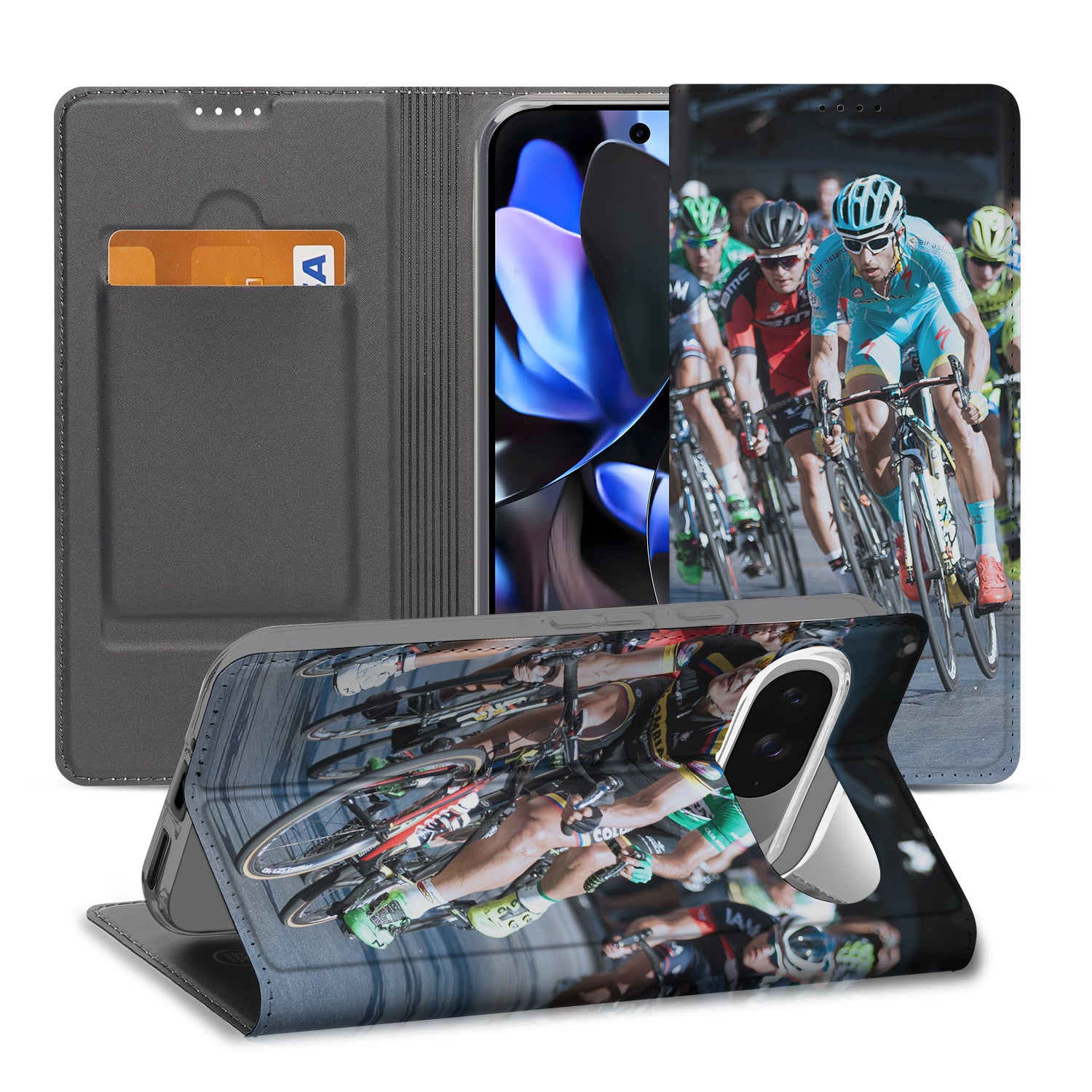 Google Pixel 9 | 9 Pro Stand Case Hoesje Maken fietsers afbeelding voorkant binnenkant