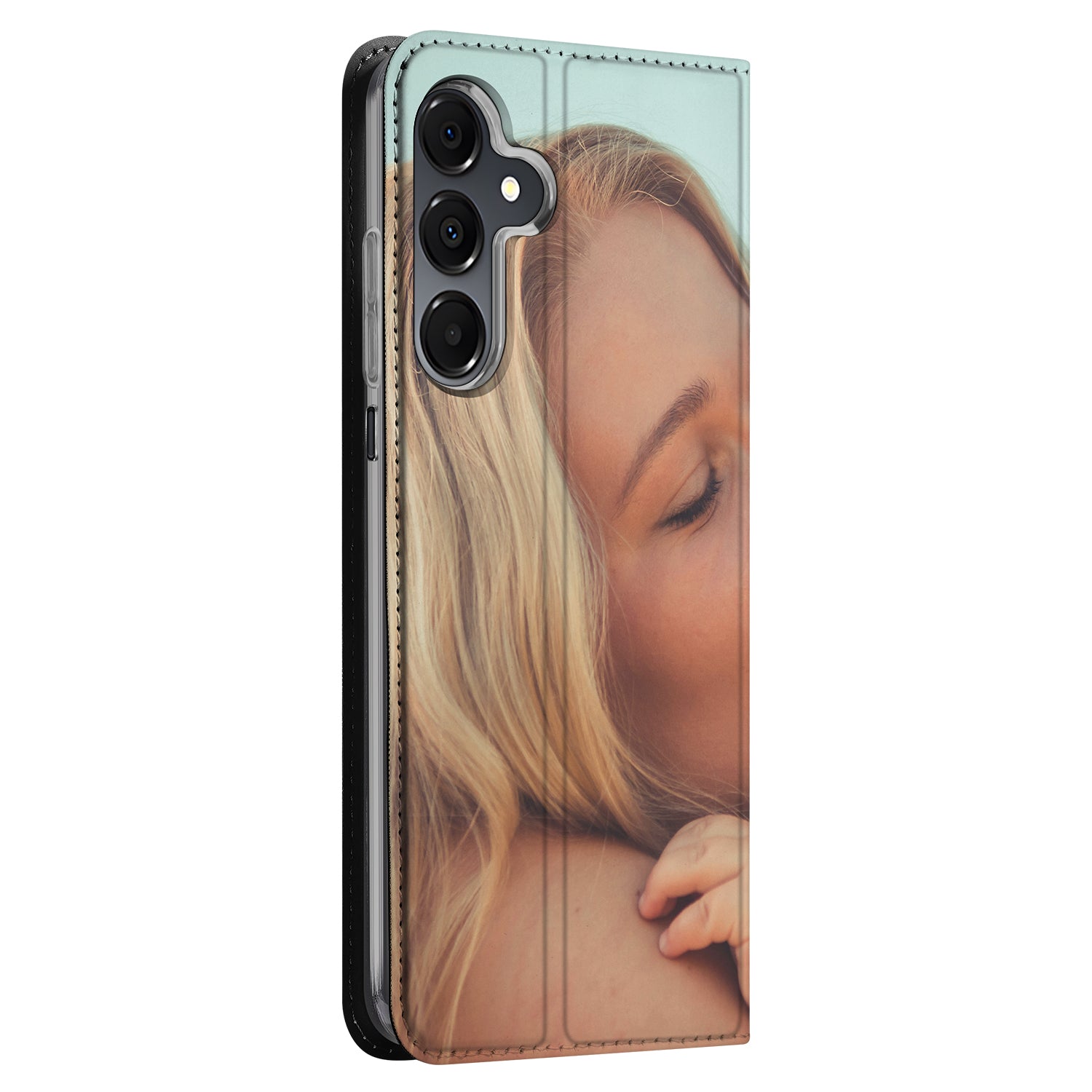 Samsung Galaxy A16 Stand Case Hoesje Maken vrouw kind aanzicht