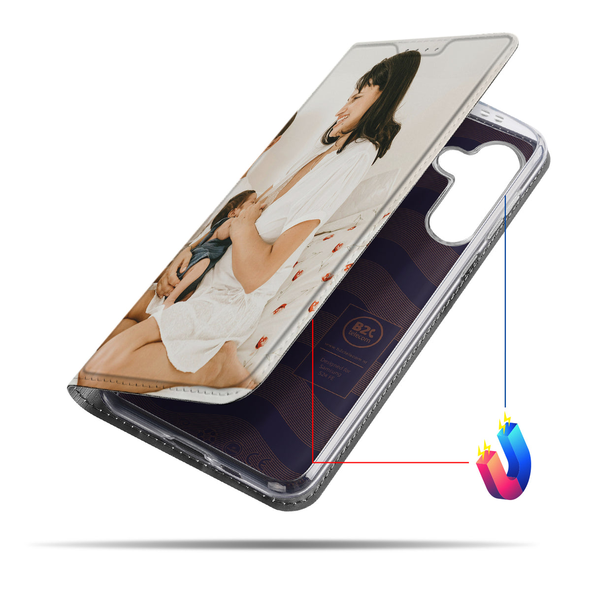 Samsung Galaxy S24 FE Stand Case Hoesje Maken designnaam zijaanzicht