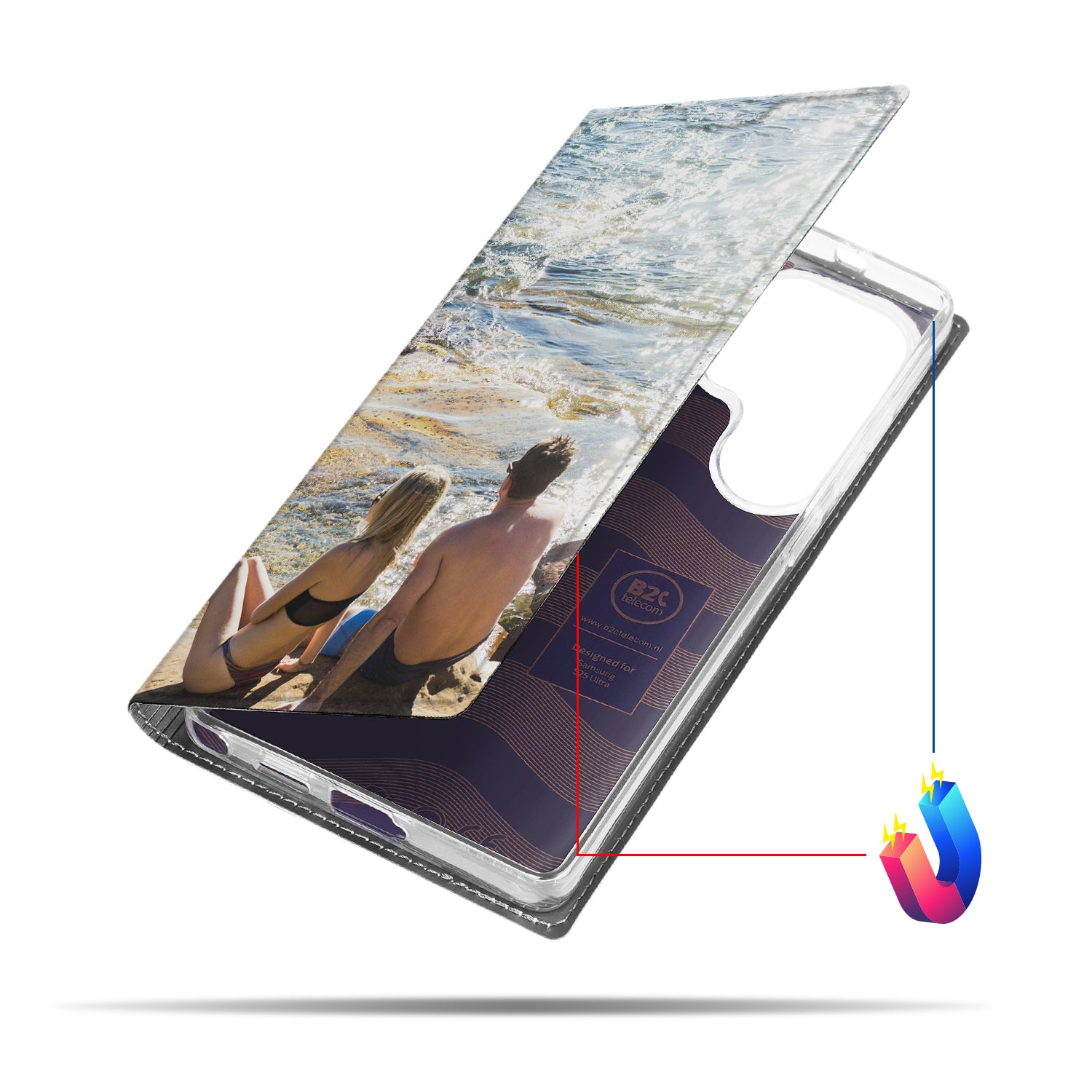 Samsung Galaxy S25 Ultra Stand Case Hoesje Maken met foto van paar aan zee