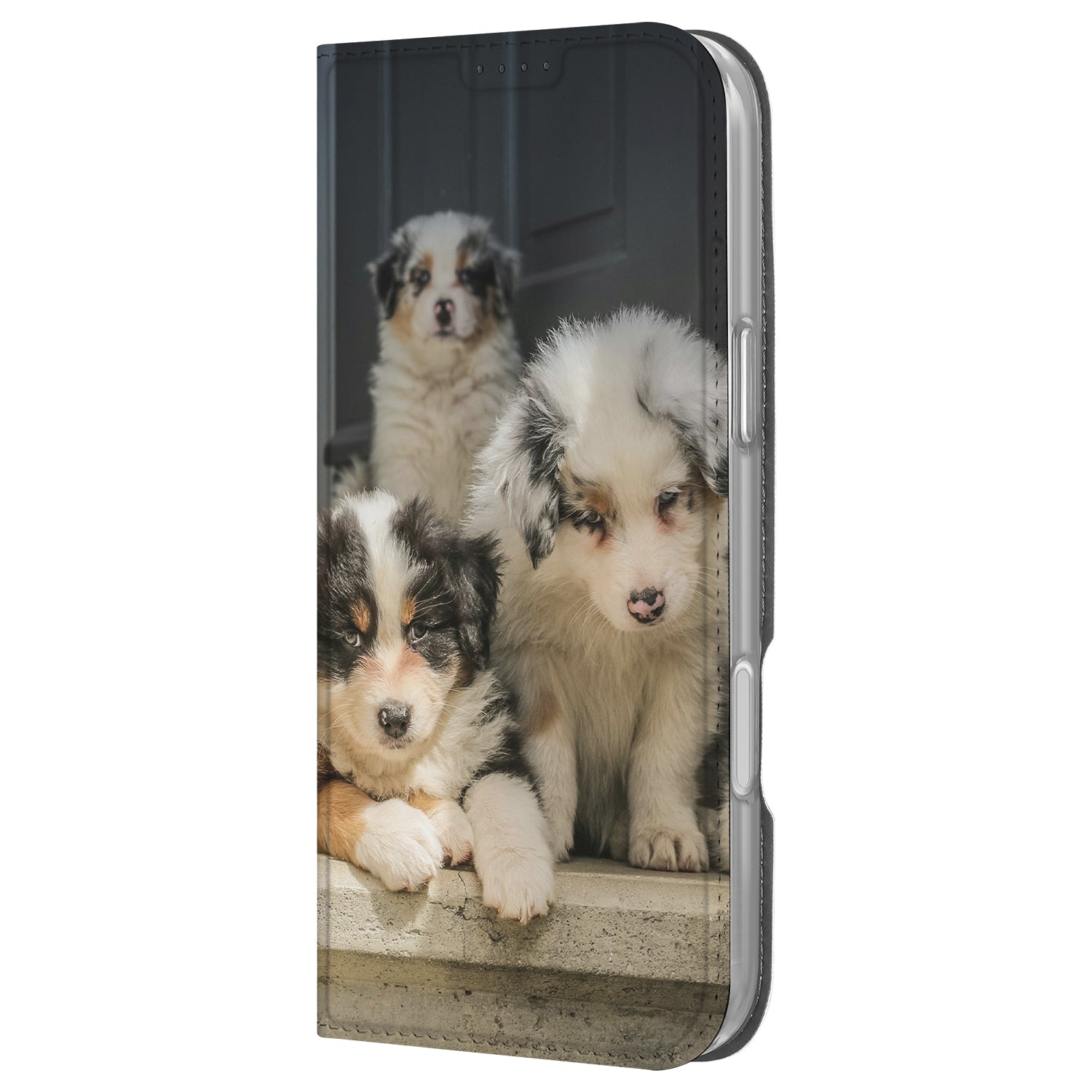 Apple iPhone 16 Stand Case Hoesje Maken honden design voorkant