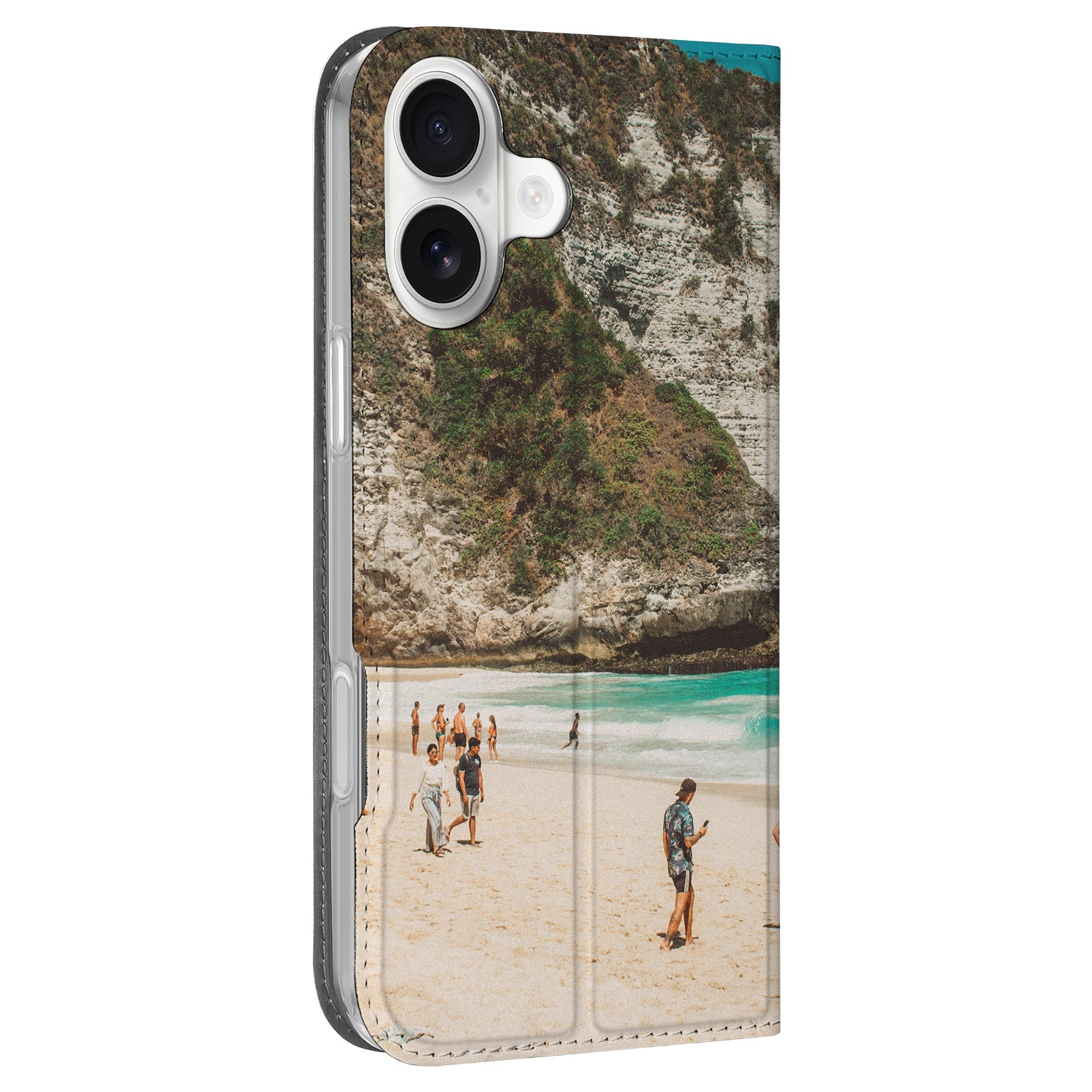 Apple iPhone 16 Plus Stand Case Hoesje Maken strand aanzien