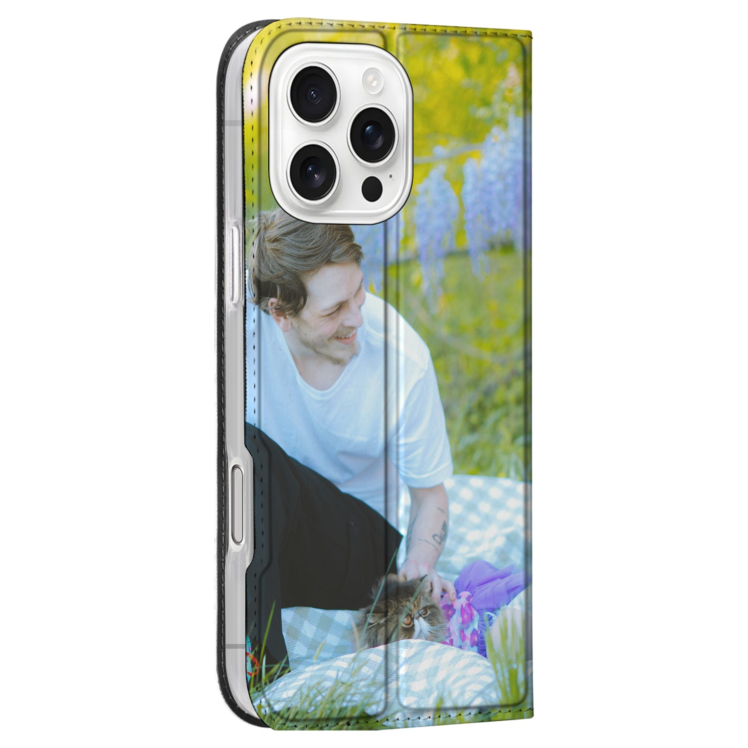Apple iPhone 16 Pro Max Stand Case Hoesje Maken katten bloemen buiten