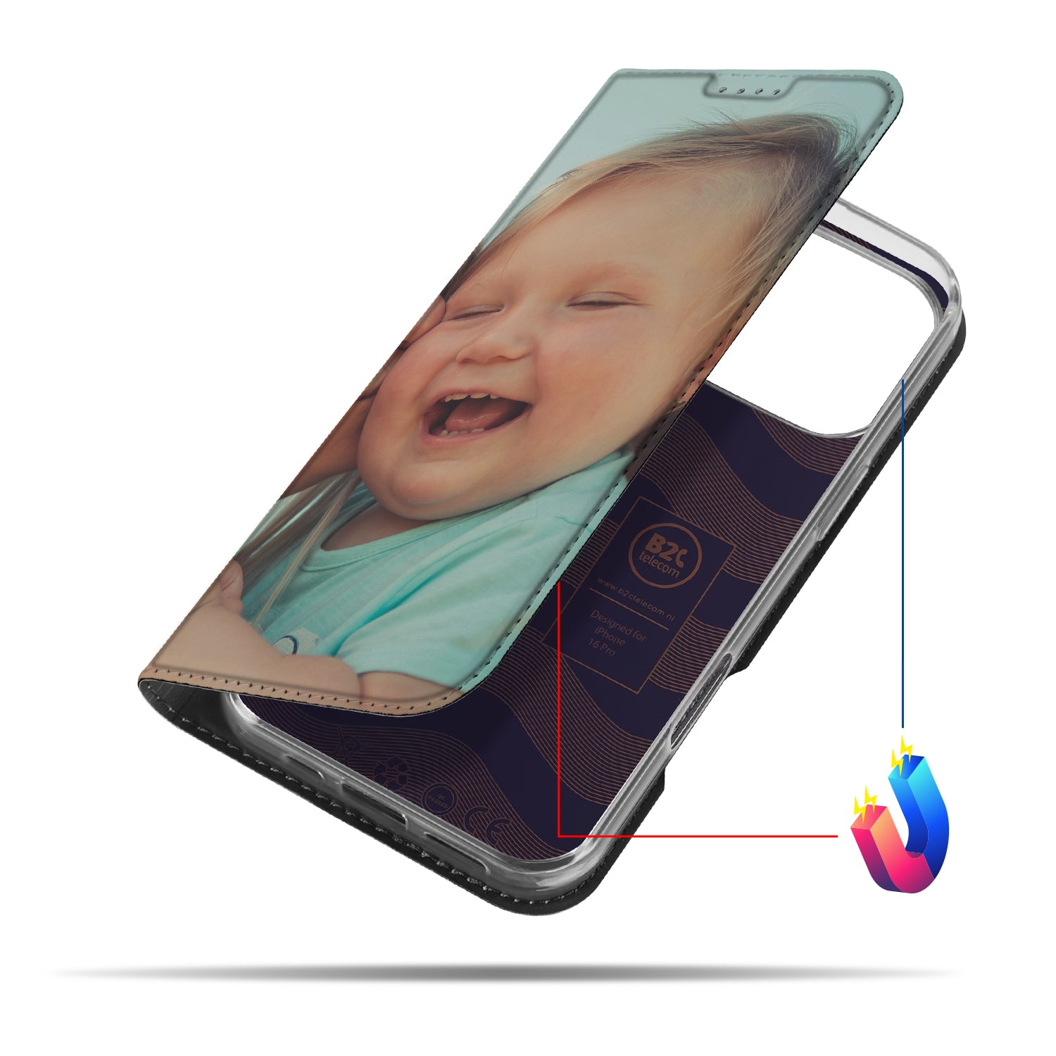 Apple iPhone 16 Pro Stand Case Hoesje Maken voor de iPhone 16 Pro kinderfoto voorkant