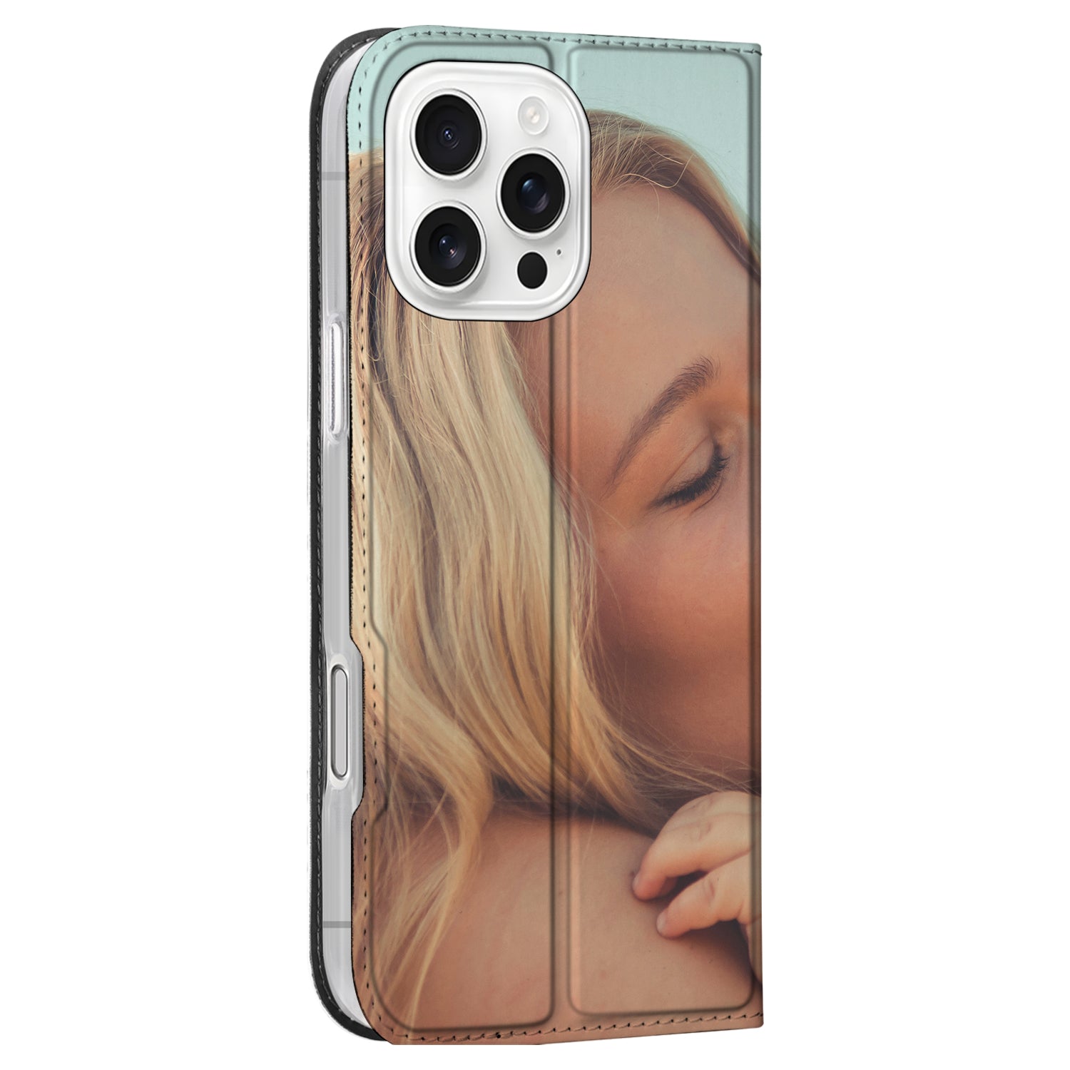 Apple iPhone 16 Pro Stand Case Hoesje Maken voor de iPhone 16 Pro zijaanzicht